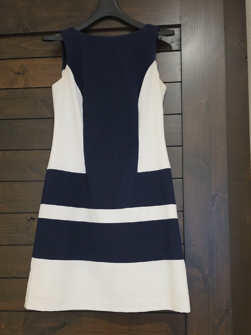 Ralph Lauren Navy and White Colorblock Sheath Dress
